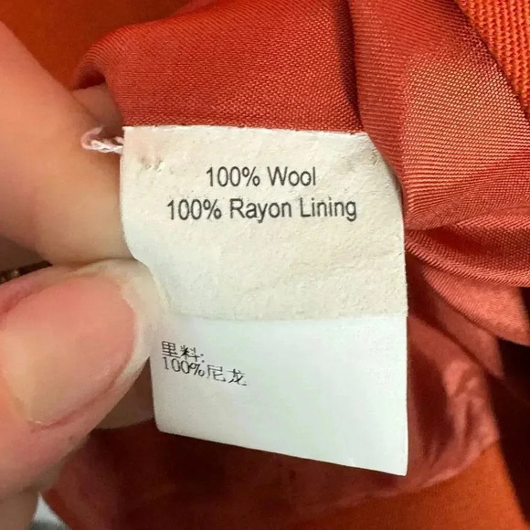 Chris Benz Statement Studded Shoulder Embellishments Wool Orange Blazer Size 6 - Picture 8 of 8